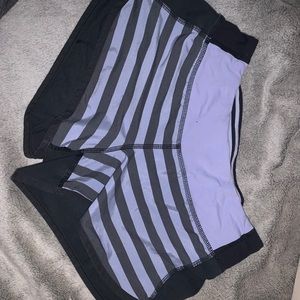 blue and black stripped shorts